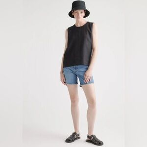 Quince 100% European Linen Tank Black Top M new with tags